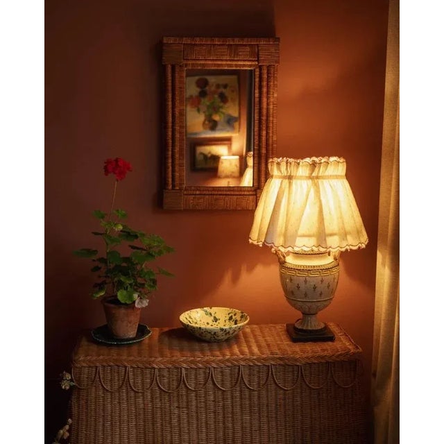 Sharland England Woven Rattan Column Mirror For Sale - Image 4 of 4