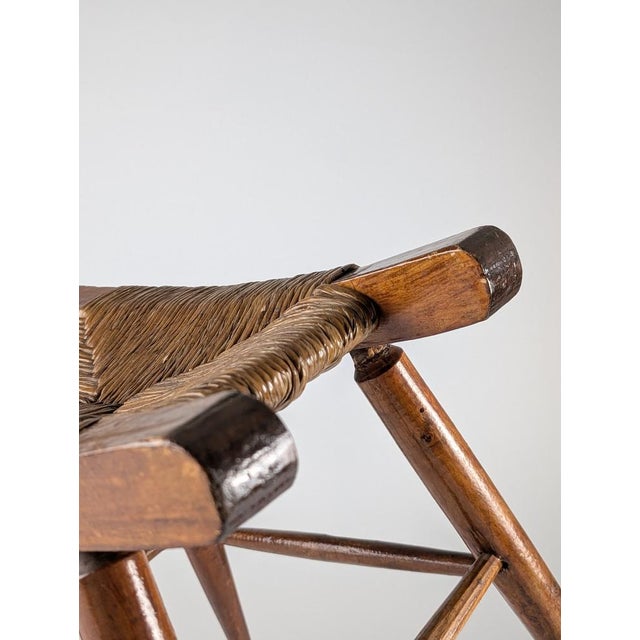 Brown Rustic Wooden and Rush Tajo Stool, Spain, 1940s For Sale - Image 8 of 18