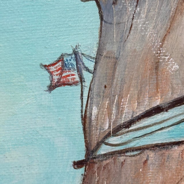 Vintage Original Maritime Oil Painting - Uss Constitution “Old Ironsides” 1988 For Sale - Image 4 of 10
