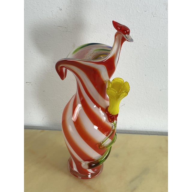 Mid-Century Polychrome Murano Glass Rooster and Flower Vase, 1950s For Sale - Image 6 of 12