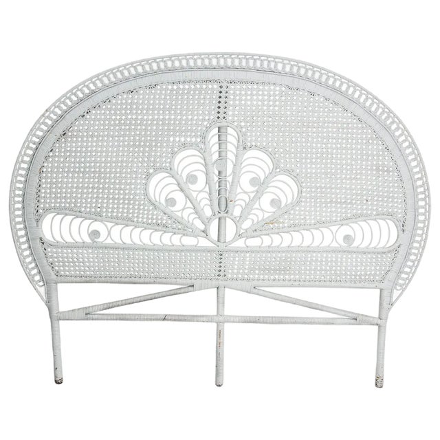 French Queen Size Headboard in Rattan and Wicker, 1960 For Sale