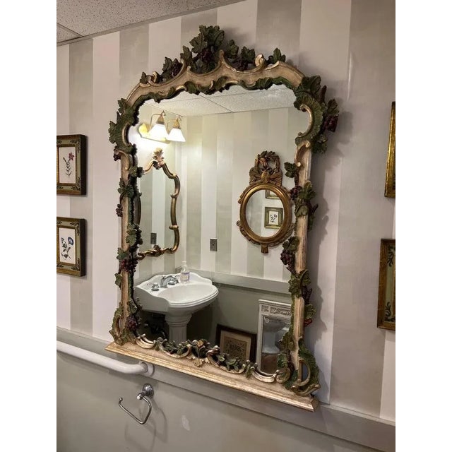 1950s Elaborately Hand Carved French Grape Vine Mirror For Sale - Image 5 of 13