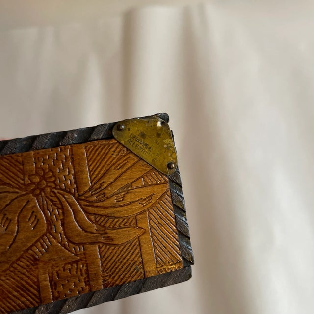 Art Nouveau Late 19th Century Antique Pyrography Gentleman’s Tie Box For Sale - Image 3 of 5