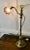 French Brass Desk/Table Lamp with Detailed Pink/Amber Glass Shade, 1890s For Sale - Image 5 of 11