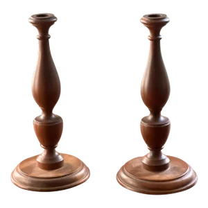 Mid-Century Wooden Candle Holders- a Pair