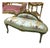 French Green Blue Settee – Gold Leaf Frame, Cherub Angel Detail & Damask Fabric For Sale
