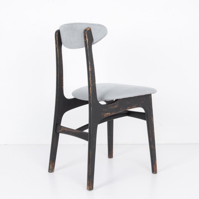 1970s Polish Wood Black Patinated Chair with Upholstered Seat and Back For Sale - Image 18 of 18