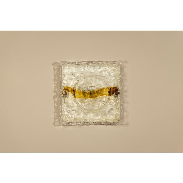 Mid-Century Modern Cristal and Yellow Quilt Wall Lamps by Toni Zuccheri for Venini, Italy, 1970s, Set of 4 For Sale - Image 3 of 18