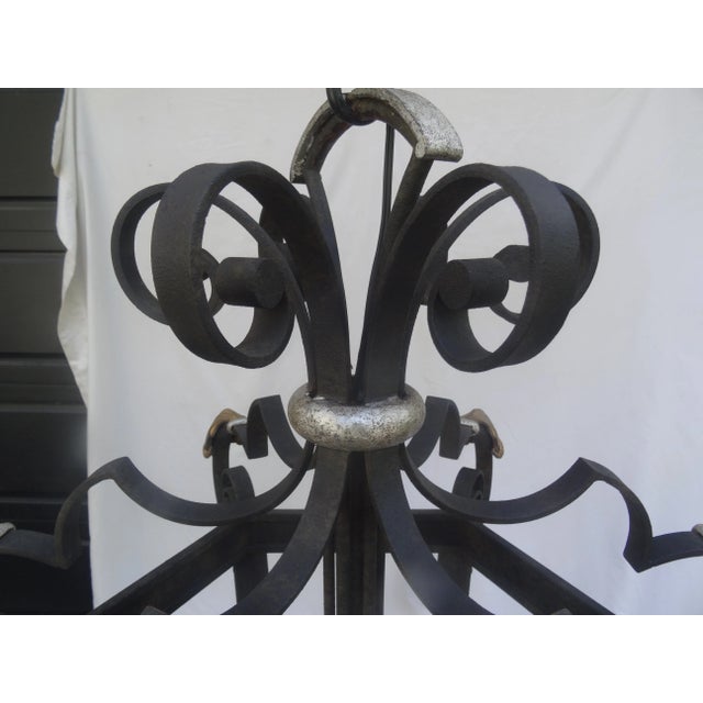 Massive Paul Ferrante Style French Iron Lantern For Sale - Image 9 of 11