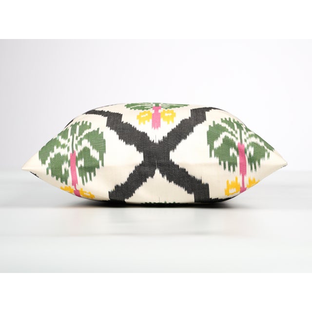 White and Black Geometric Ikat Pillow Cover For Sale - Image 9 of 13