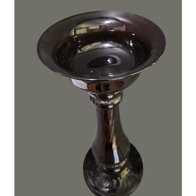 Late 20th Century Vintage Art Glass Amber Tall 16.5'' Floor Table Candle Holder For Sale - Image 5 of 8