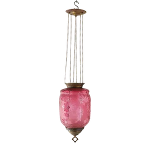Antique Victorian Cut To Clear Cranberry Glass & Brass Hanging Hall Light Circa 1880