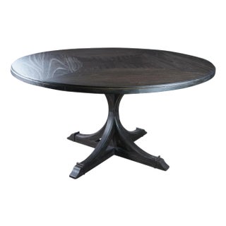 Gabby Home Adams Cerused Forest Black Oak Round Pedestal Dining Table 60" For Sale