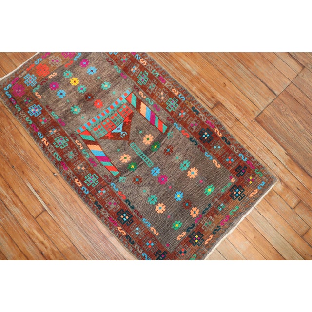 Contemporary Funky Turkish 20th Century Cotton Wool Mat Size Rug - 2'2" x 3'11" For Sale - Image 3 of 6