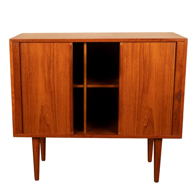 Danish Mid Century Modern Tambour Roll Front Teak Cabinet Kai Kristiansen Feldballes Møbelfabrik Circa 1960 For Sale - Image 10 of 12
