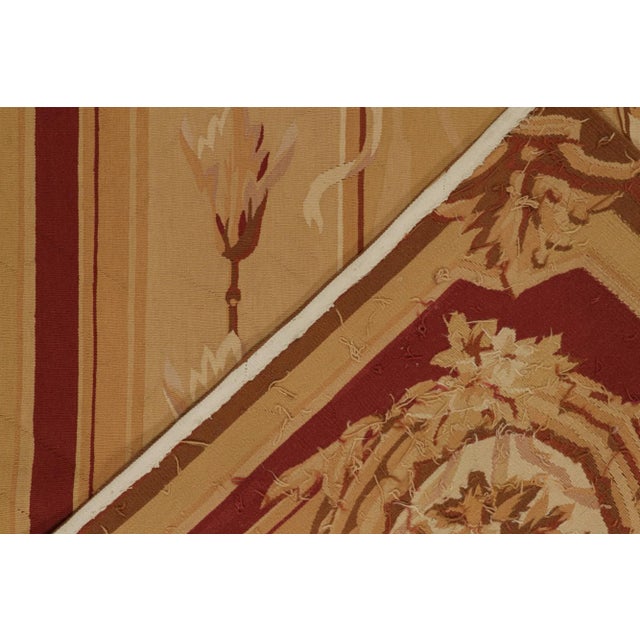 Textile 2010s Rug & Kilim’s Aubusson Flatweave Style Rug With Gold and Red Floral Medallion For Sale - Image 7 of 8