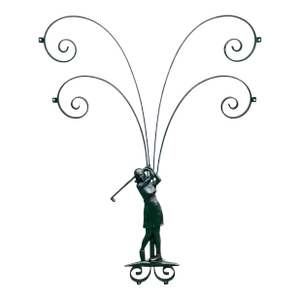 Hollywood Regency Wrought Iron Lady Golfer Exterior/Interior Wall Sculpture