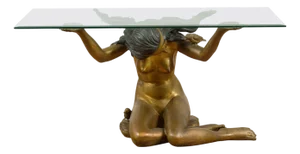 Classical Contemporary Bronze Table Base with Nude Woman Coffee Table Base