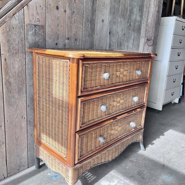 Vintage Bamboo and Wicker Chest of Drawers For Sale - Image 11 of 18
