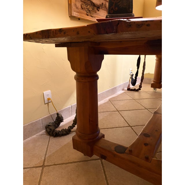 Wood Ralph Lauren Home Danby Pine Country Farmhouse Trestle Dining Table For Sale - Image 7 of 12