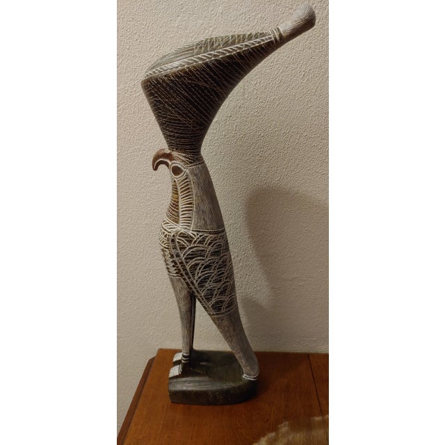 Dove Gray Vintage 1990s Luke Jimu Crafted Hawk Sculpture For Sale - Image 8 of 8