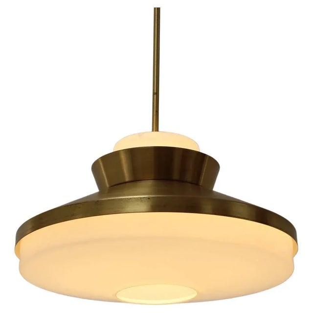 Mid-Century Brass and Glass Pendant by Valasske Mezirici, 1970s For Sale - Image 3 of 9