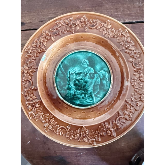 Set of 4 Antique Plates & Cake Stand With Classical Figural Medallions, C. 1900 For Sale - Image 11 of 12