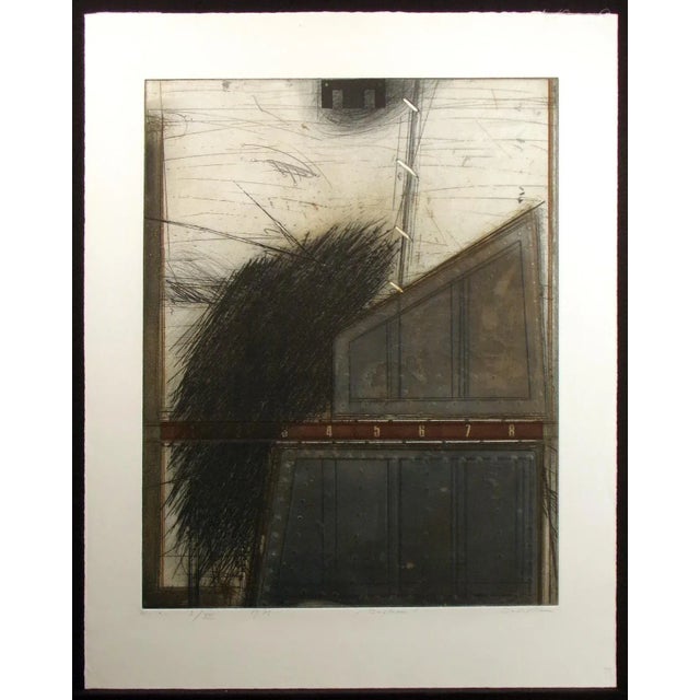Abstract limited edition etching with aquatint by German artist Karl Fred Dahmen. Hand signed, titled, dated and numbered...