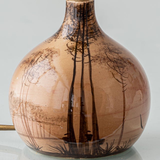 Small French Art Nouveau Hand-Painted Ceramic Table Lamps, 1920s, Set of 2 For Sale - Image 6 of 18
