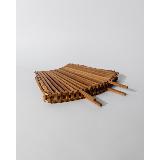 Vintage Wood and Bamboo Foldable Fruit Basket, 1960s For Sale - Image 3 of 11