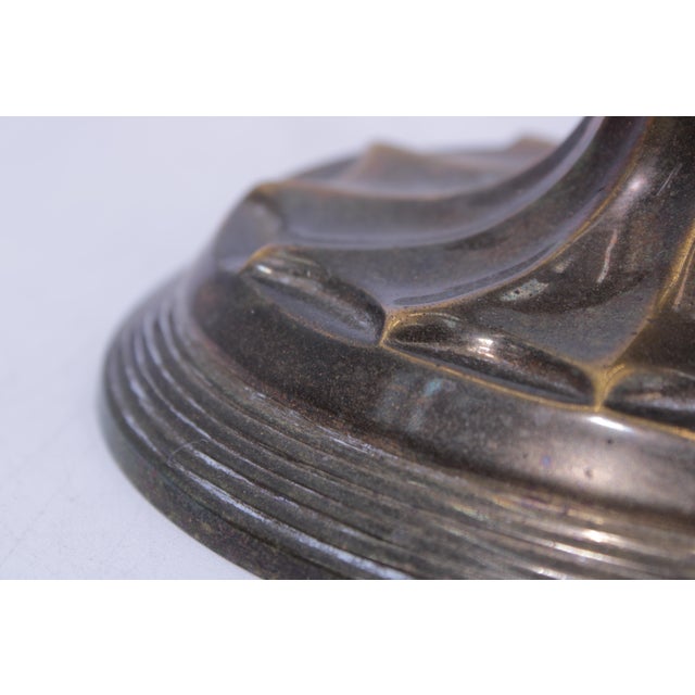 Brass 1980s Pair of Mottahedeh Brass Colonial Williamsburg Lyre Candlesticks For Sale - Image 8 of 14