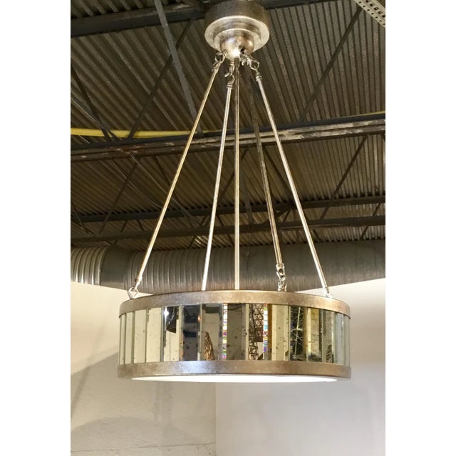 Metal Modern Antiqued Mirror Pendant Light For Sale - Image 7 of 7