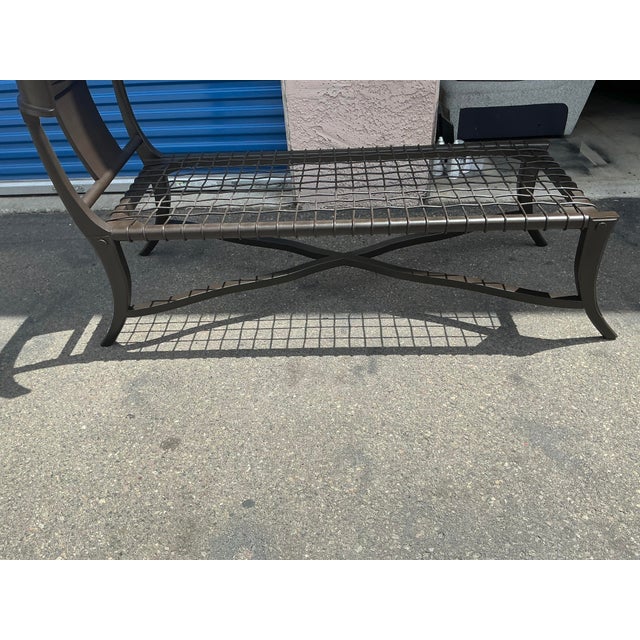 Textile Klismos-Style Chaise Lounge With Expresso Finish For Sale - Image 7 of 13