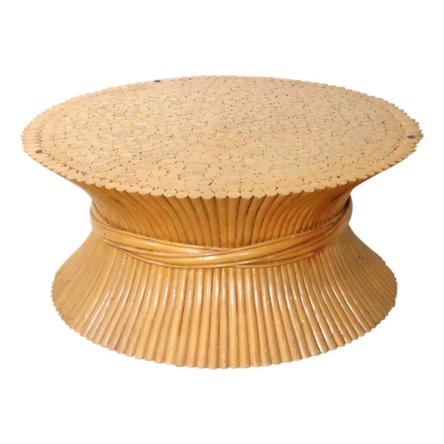 Sheaf of Wheat Form Bamboo Coffee Table by McGuire For Sale
