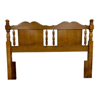 Vintage Full Size Traditional Style Cannonball and Spindle Headboard For Sale