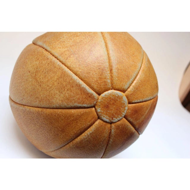 Vintage German Patinated Leather Medicine Ball For Sale In New York - Image 6 of 13