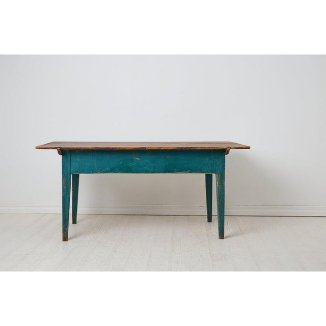 19th Century Large Antique Handcrafted Country Table with Drawers, Sweden, 1840 For Sale - Image 5 of 11