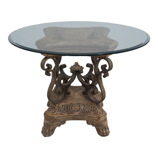 Round Beveled Glass Top European Style Dining Center Table For Sale
