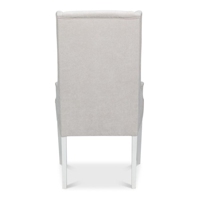 2020s Upholstered Host Dining Chair in Ivory Chenille For Sale - Image 5 of 11