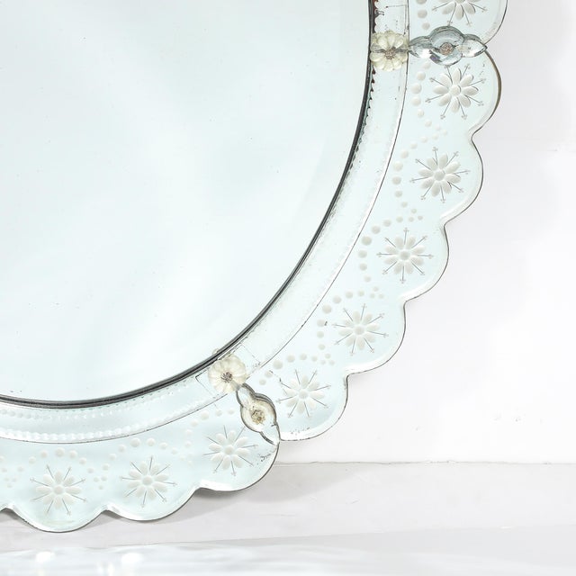 Mid-Century Modernist Scallop Design Reverse-Etched & Beveled Mirror For Sale - Image 11 of 12