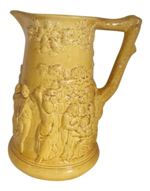 Late 19th Century Vintage Sarreguemines Yellow Majolica Pitcher