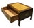 Vintage Knob Creek coffee or cocktail table featuring richly figured bookmatched burl veneer, walnut-toned framing, brass...