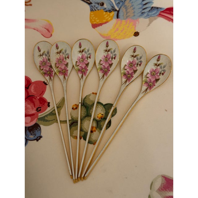 Vintage Enamel Spoons - Set of Six For Sale In Charleston - Image 6 of 7