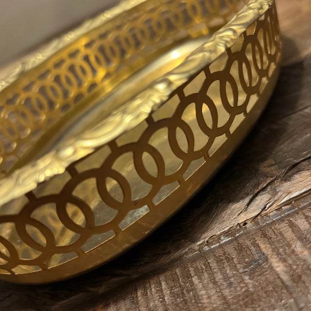 1980s Turkish Hand Hammered Brass Serving Tray For Sale - Image 9 of 12