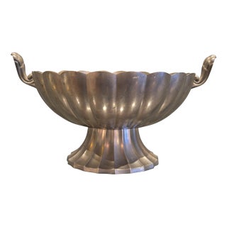 Swedish Grace Pewter Bowl with Lion Paw Handles by J.L Hultman, 1928. For Sale