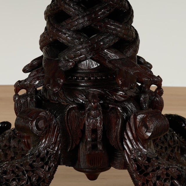 Antique Burmese Anglo Indian Style Carved Rosewood Table For Sale - Image 12 of 15
