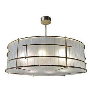 Large Scale Murano Glass and Brass Round Chandelier For Sale