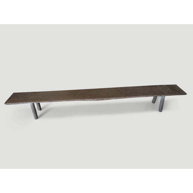 Andrianna Shamaris Teak Wood Long Bench For Sale - Image 11 of 18