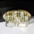Mid-Century Hexagonal 3 Shade Glass Flush Mount Chandelier W/ Brass by Ligholier For Sale - Image 10 of 12