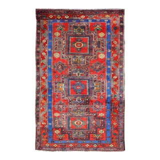 Vintage Caucasian Kazak Rug With Triple Medallions and Bold Colors 4'3 X 6'11 For Sale